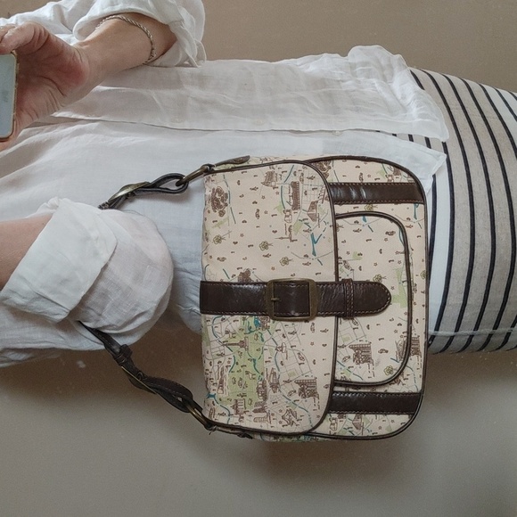 VTG Front Row Society Canvas Leather Handbag Designed By Rebekah Ginda - Picture 3 of 13